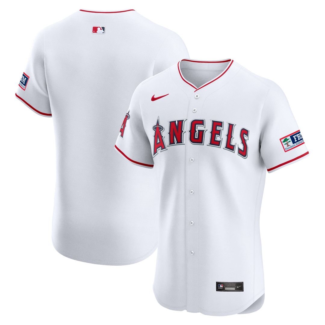 Los Angeles Angels Home Elite Patch Jersey (White)