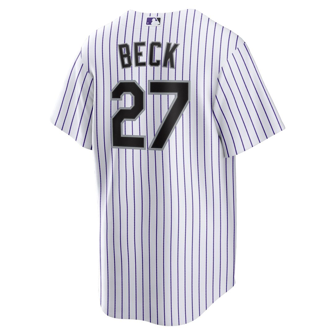 Colorado Rockies Jordan Beck Home Replica Jersey (White)