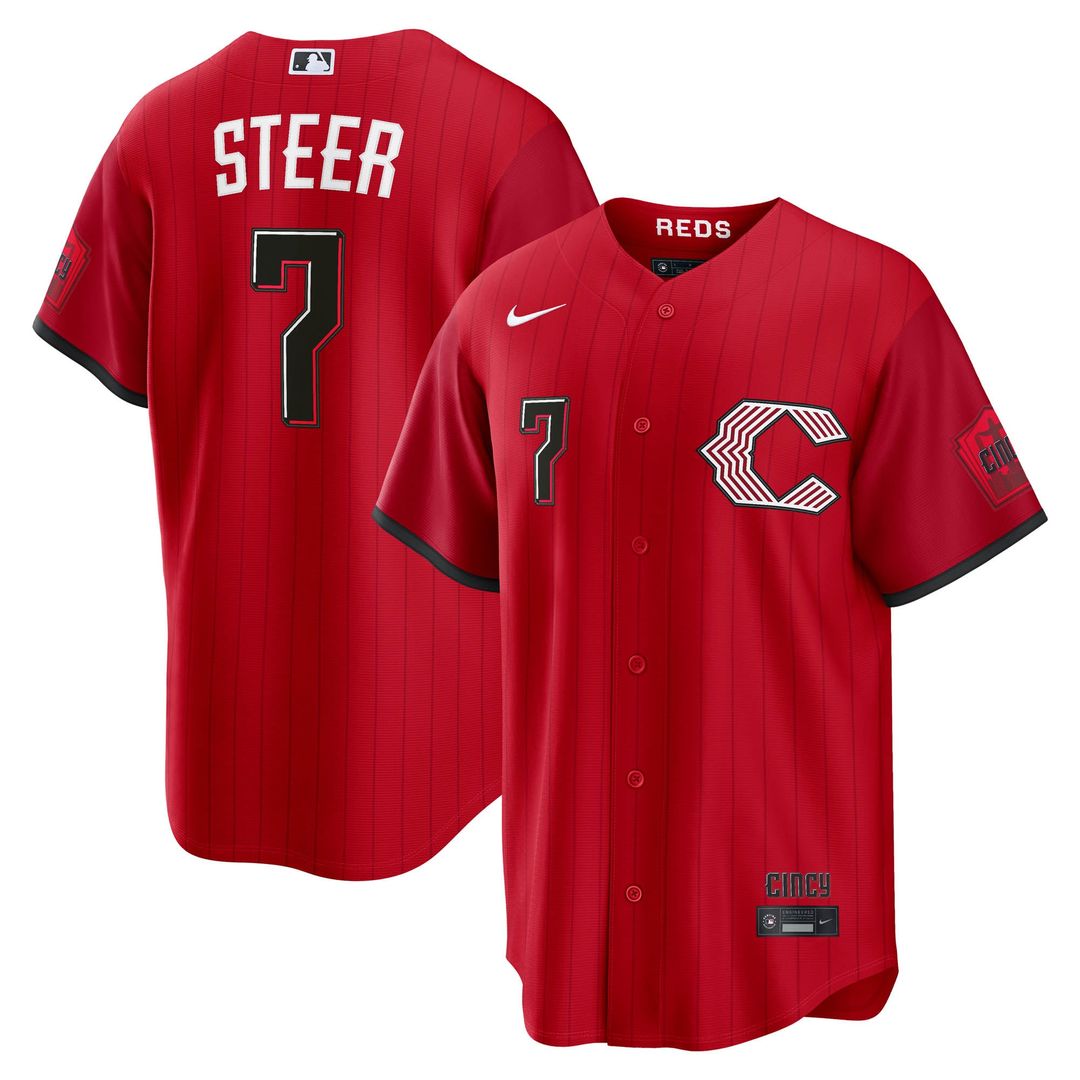 Cincinnati Reds Spencer Steer 2026 City Connect Stadium Jersey (Red)