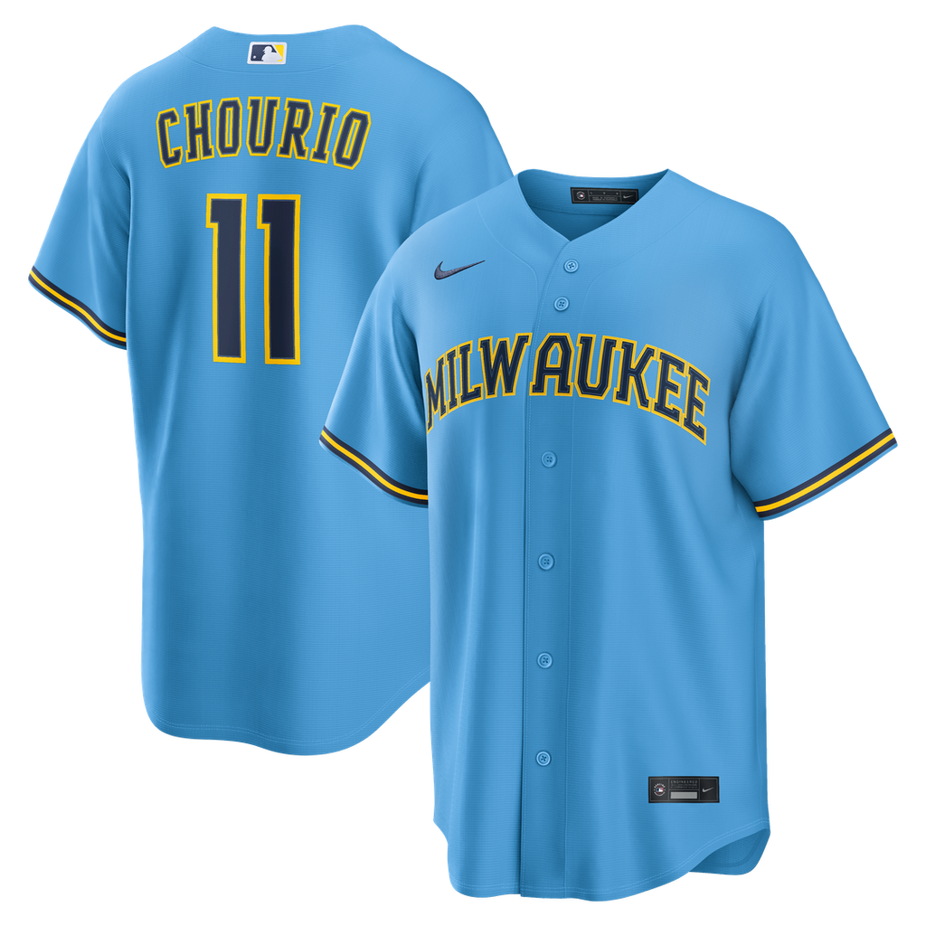 Milwaukee Brewers Jackson Chourio Road Replica Jersey (Light Blue)
