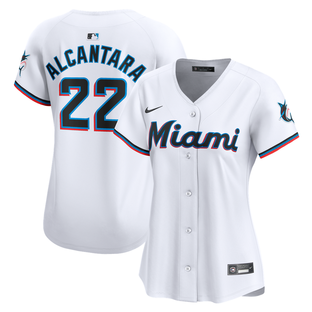 Miami Marlins Sandy Alcantara Women's Home Limited Jersey (White)