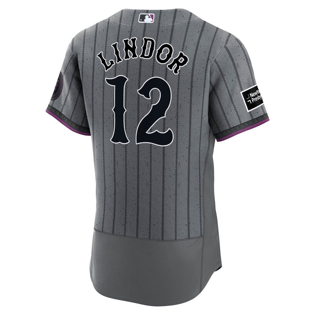 New York Mets Francisco Lindor City Connect Authentic Sponsor Patch Jersey (Gray)