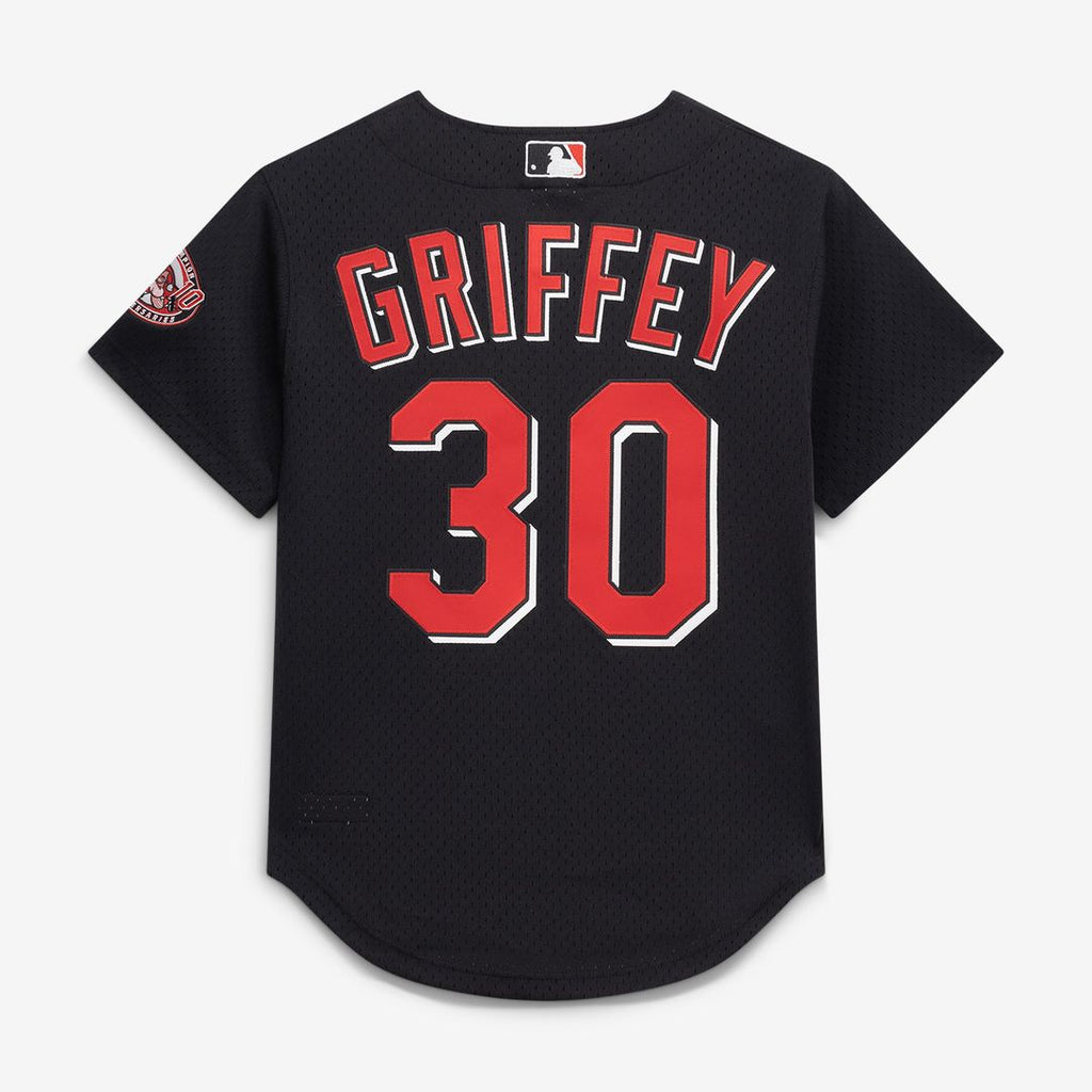 Cincinnati Reds Ken Griffey Jr. Cooperstown Mesh Batting Practice Button-Up Jersey (Black)