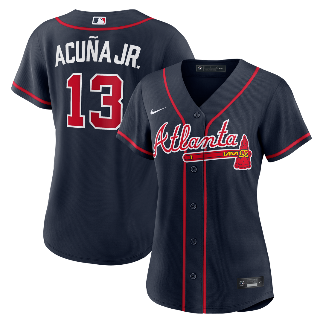 Atlanta Braves Ronald Acuña Jr. Women's Alternate Replica Jersey (Navy)