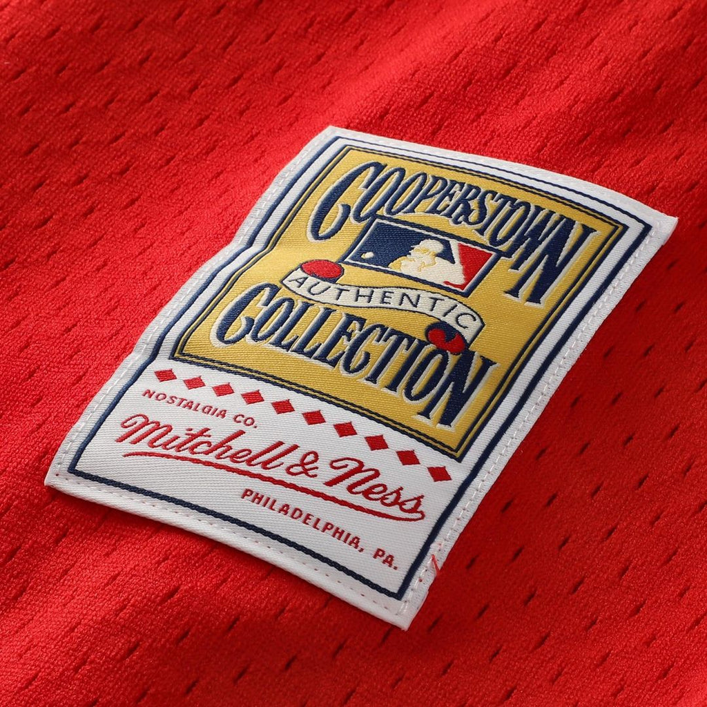 Philadelphia Phillies Jimmy Rollins Cooperstown Mesh Batting Practice Button-Up Jersey (Red)