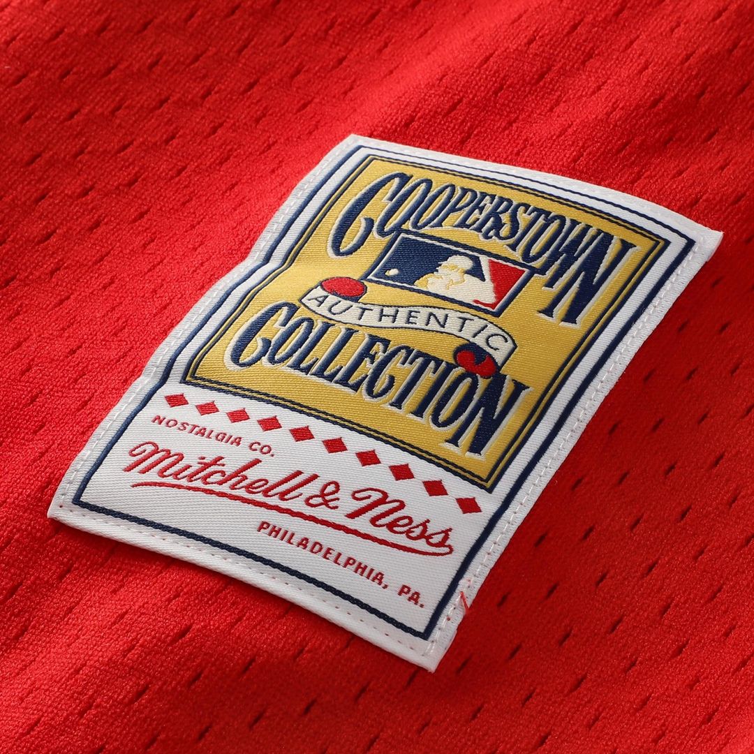 Philadelphia Phillies Jimmy Rollins Cooperstown Mesh Batting Practice Button-Up Jersey (Red)