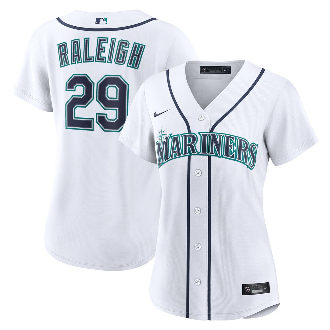 Seattle Mariners Cal Raleigh Women's Home Replica Jersey (White)