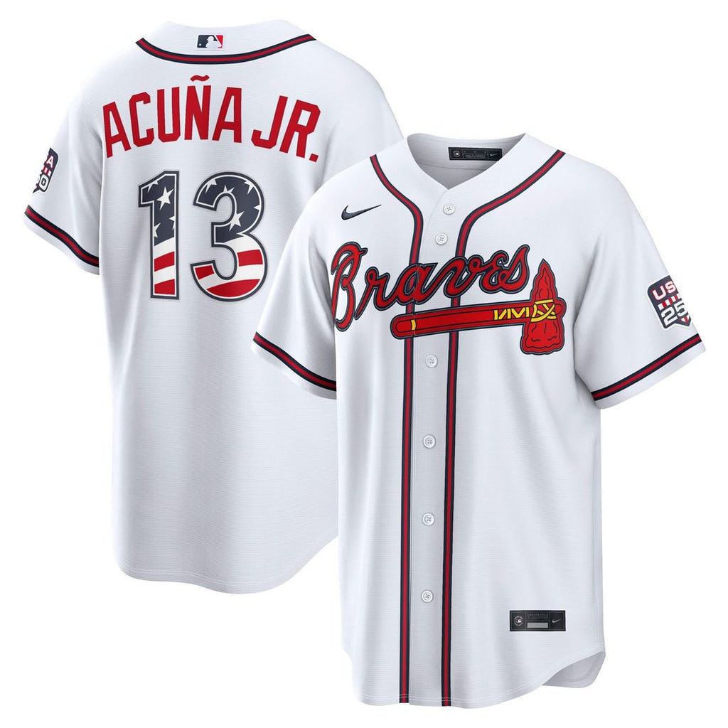 Atlanta Braves Ronald Acuña Jr. USA 250 Fourth of July Home Stadium Jersey (White)