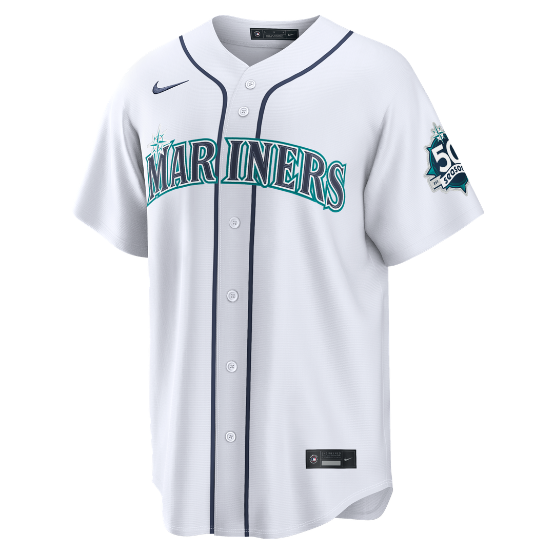 Seattle Mariners Cal Raleigh Home Stadium 50th Season Patch Jersey (White)
