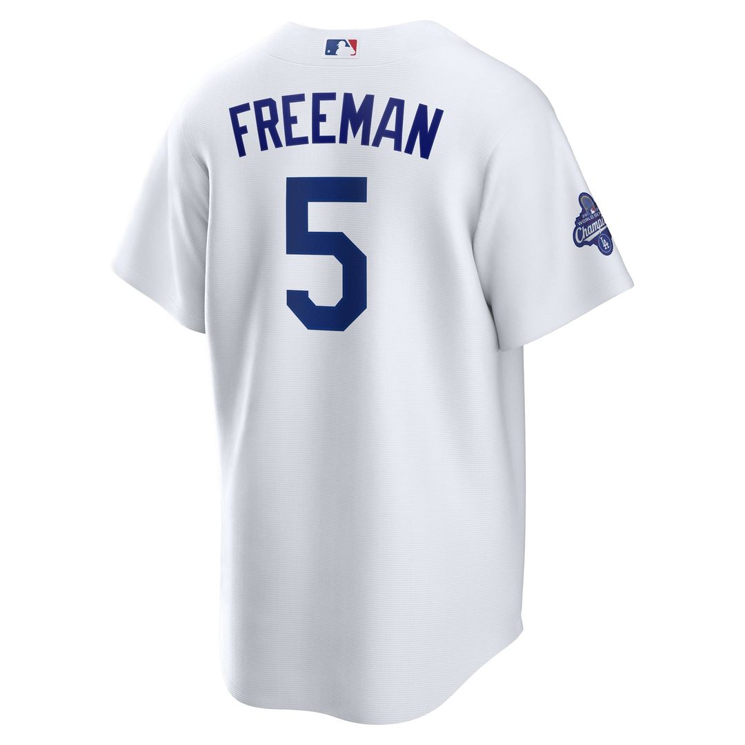 Los Angeles Dodgers Freddie Freeman Home 2025 World Series Champions Replica Jersey (White)