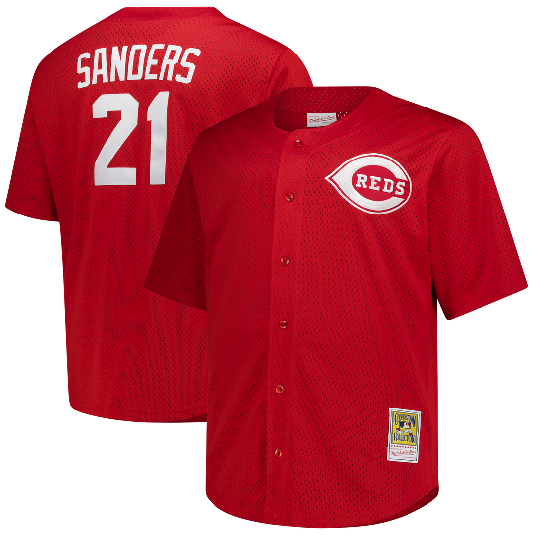 Cincinnati Reds Deion Sanders Big & Tall Cooperstown Mesh Batting Practice Jersey (Red)