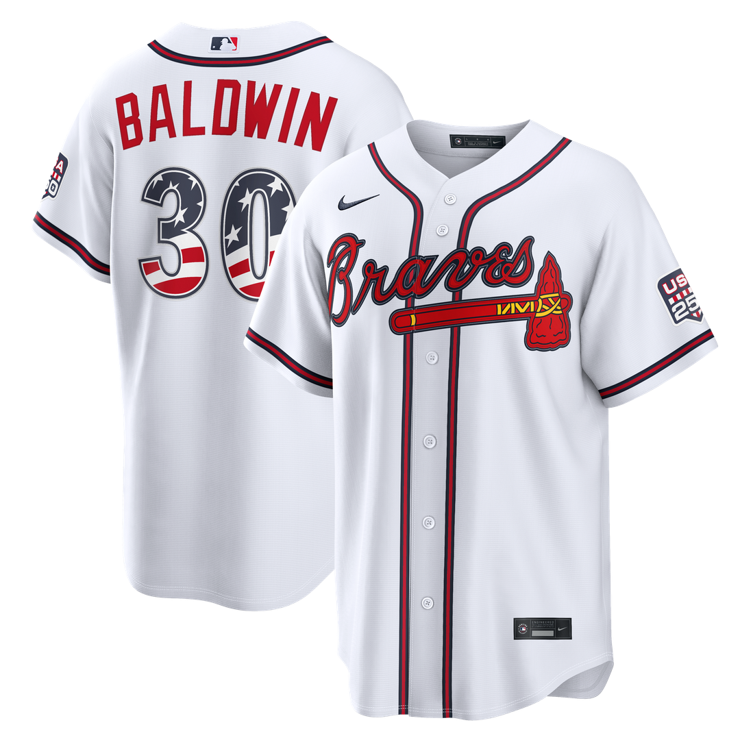 Atlanta Braves Drake Baldwin USA 250 Fourth of July Home Stadium Jersey (White)