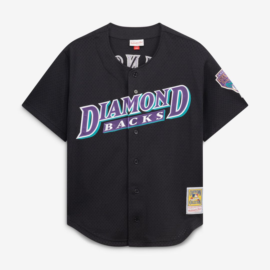 Arizona Diamondbacks Randy Johnson Cooperstown Mesh Batting Practice Button-Up Jersey (Black)
