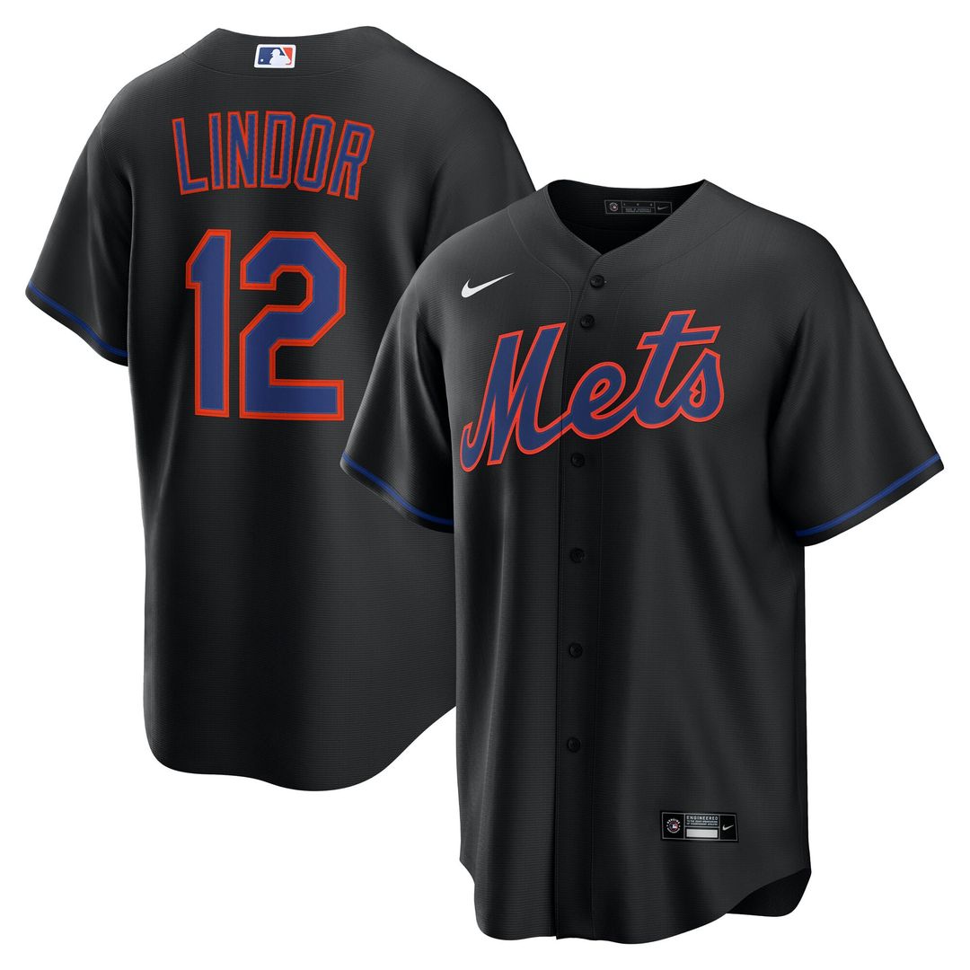 New York Mets Francisco Lindor Alternate Replica Jersey (Black)
