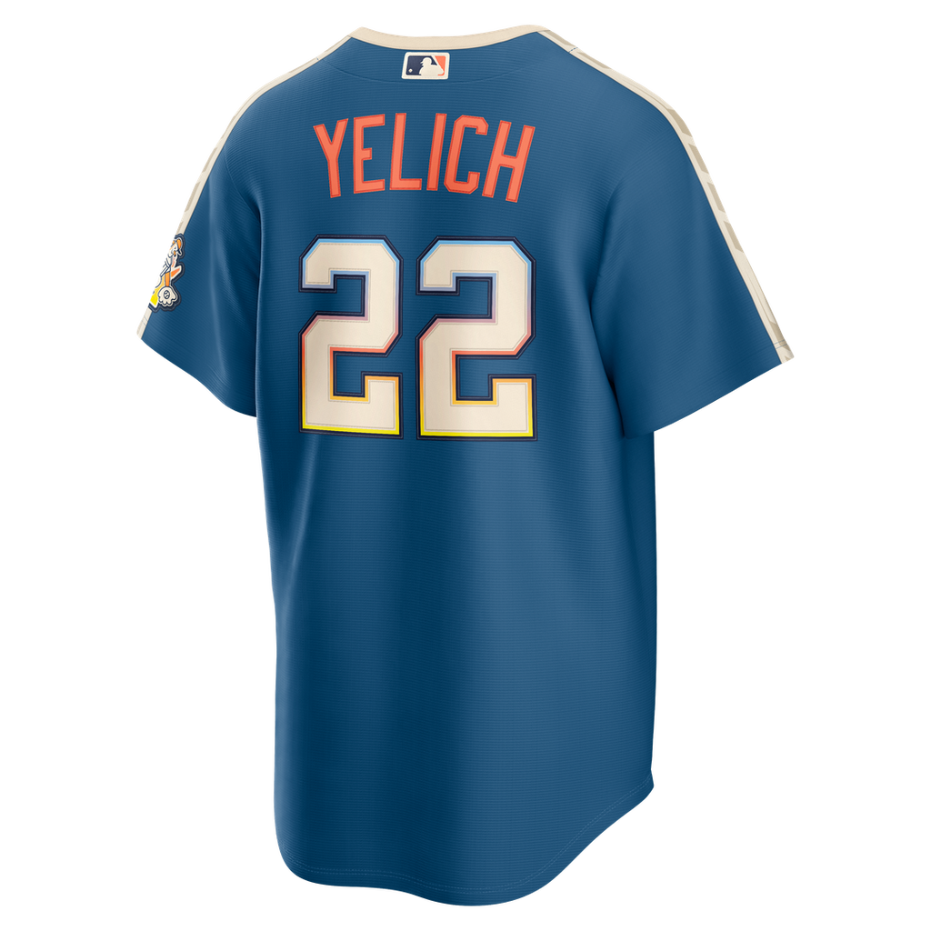 Milwaukee Brewers Christian Yelich 2026 City Connect Stadium Jersey (Mineral Blue)
