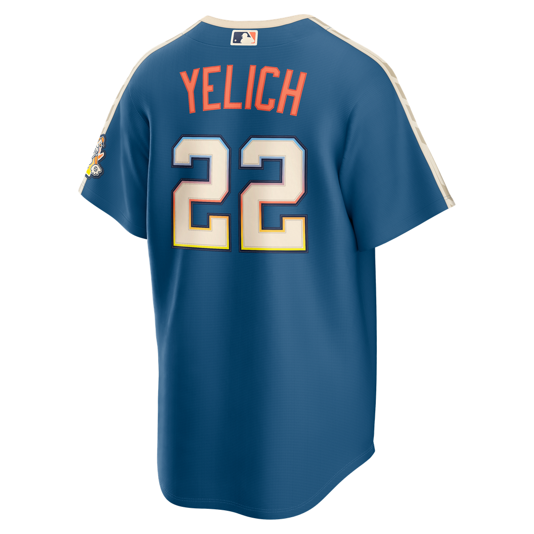 Milwaukee Brewers Christian Yelich 2026 City Connect Stadium Jersey (Mineral Blue)