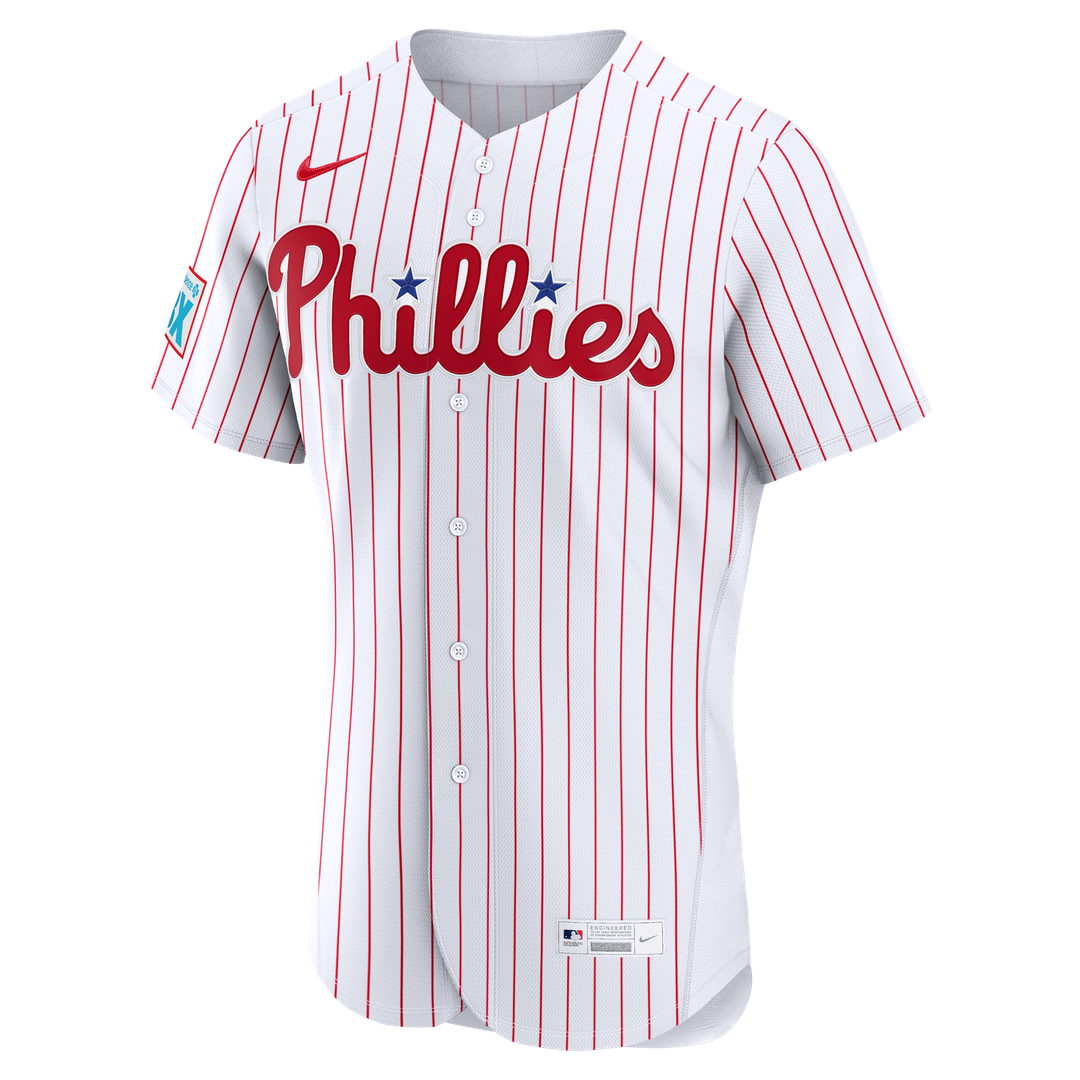 Philadelphia Phillies Bryce Harper Home Authentic Sponsor Patch Jersey (White)