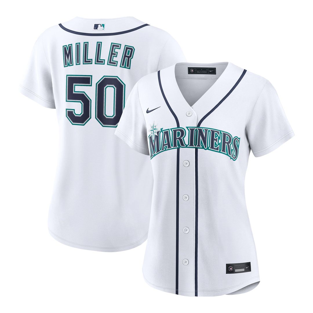 Seattle Mariners Bryce Miller Women's Home Replica Jersey (White)