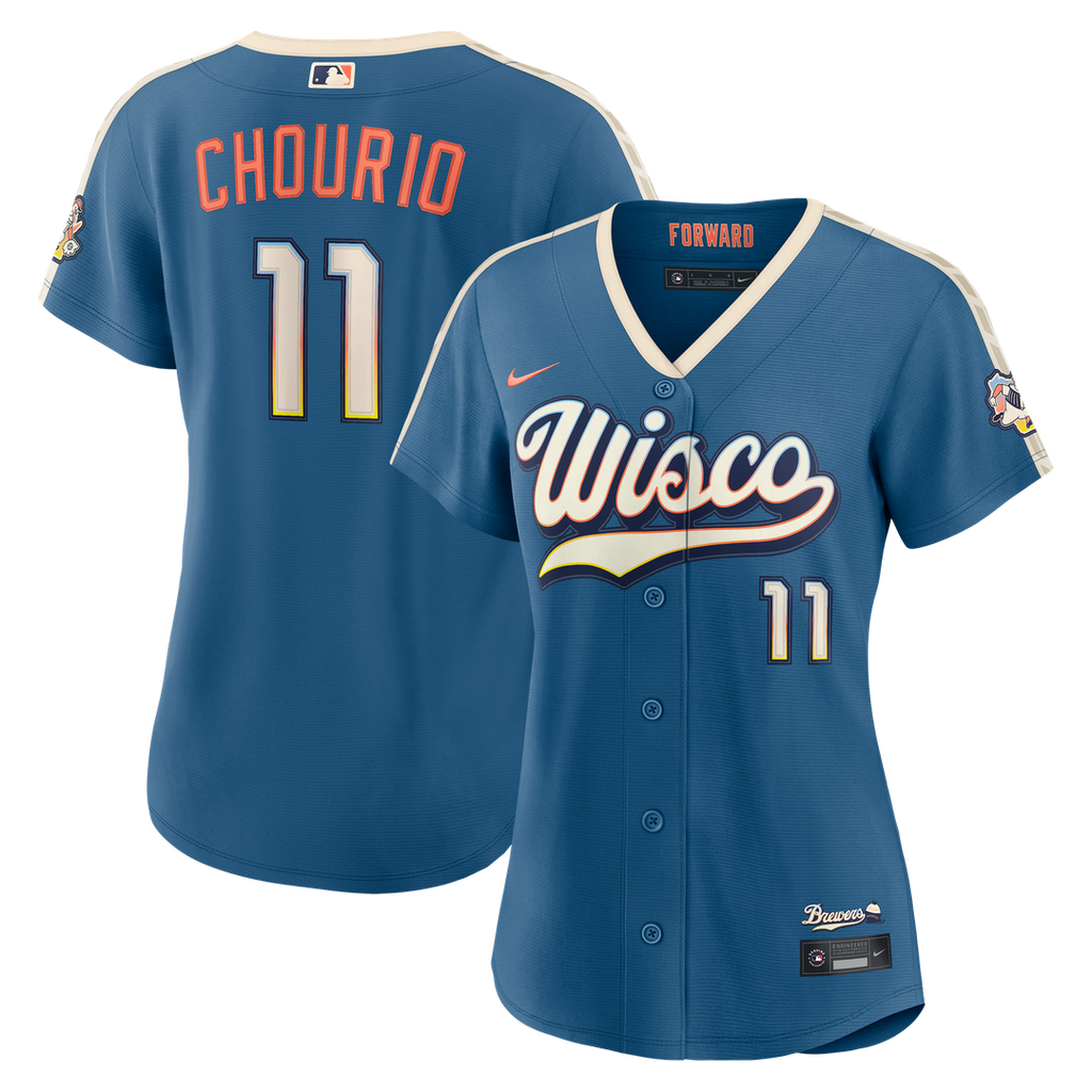 Milwaukee Brewers Jackson Chourio Women's 2026 City Connect Stadium Jersey (Mineral Blue)