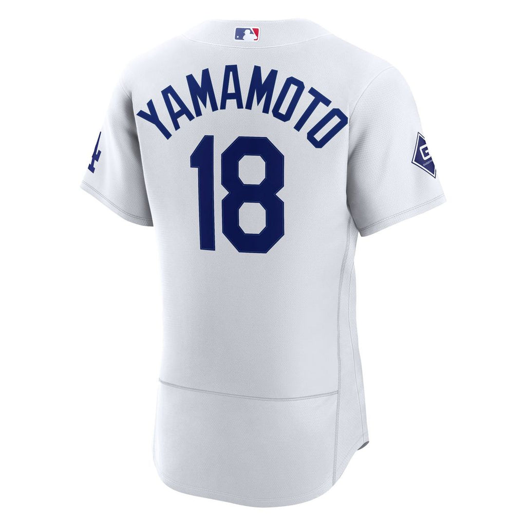 Los Angeles Dodgers Yoshinobu Yamamoto Home Authentic Sponsor Patch Jersey (White)