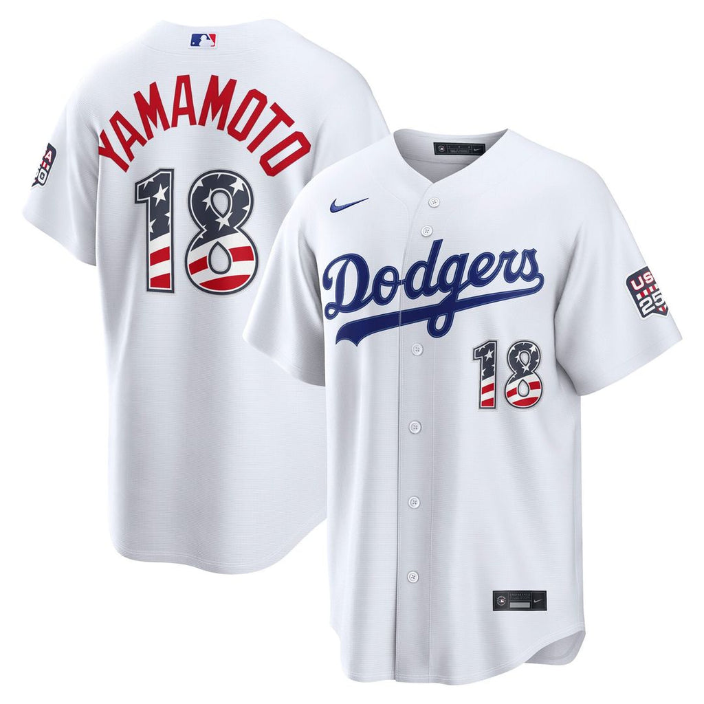 Los Angeles Dodgers Yoshinobu Yamamoto USA 250 Fourth of July Home Stadium Jersey (White)