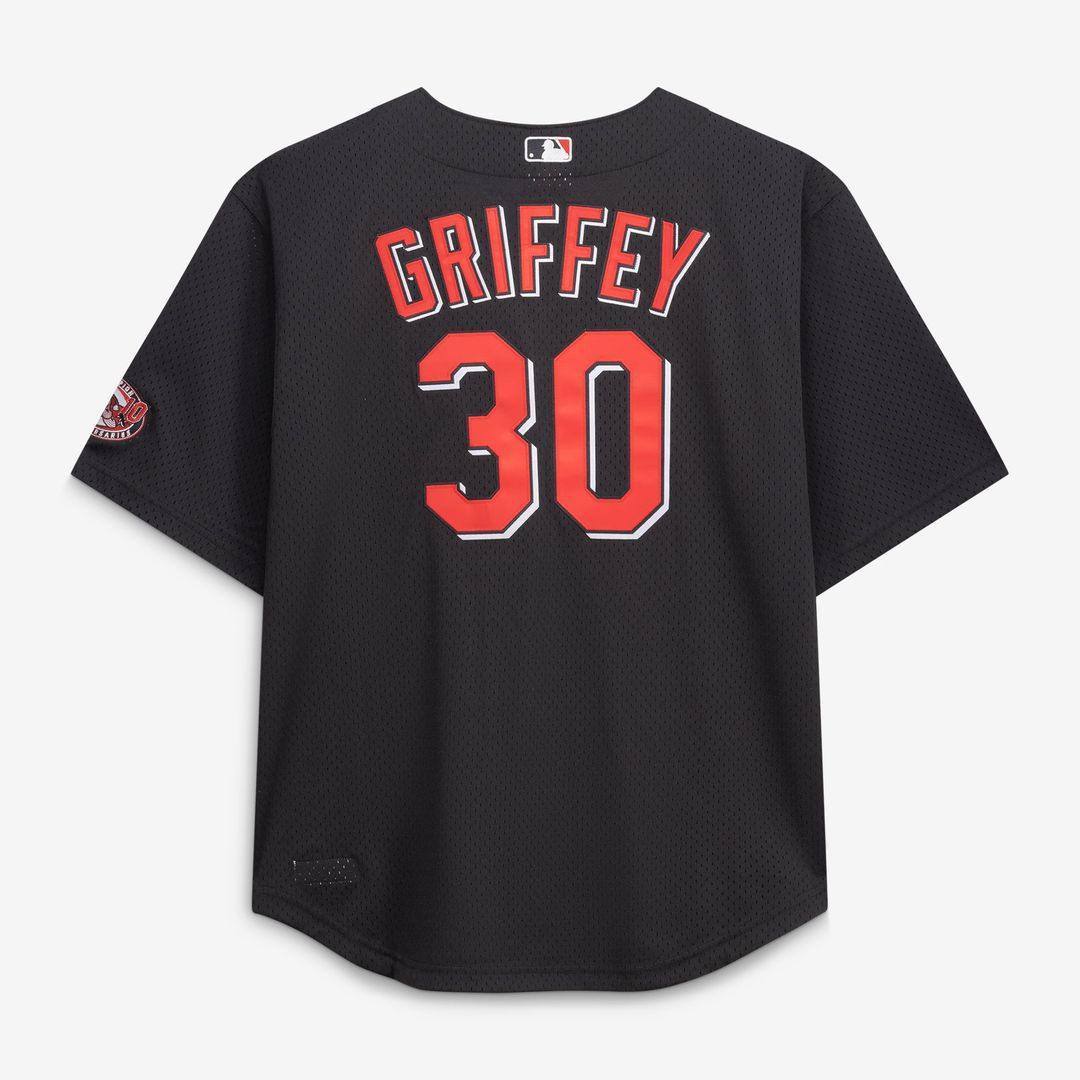 Cincinnati Reds Ken Griffey Jr. Big & Tall Cooperstown Mesh Batting Practice Jersey (Black)
