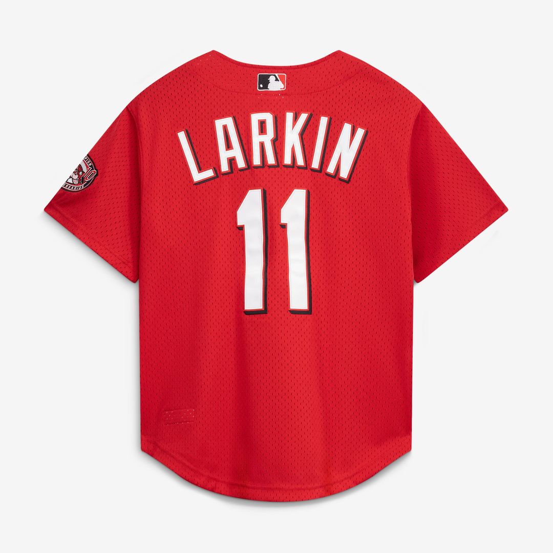 Cincinnati Reds Barry Larkin Throwback Cooperstown Mesh Batting Practice Jersey (Red)