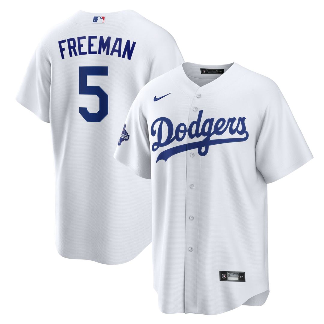 Los Angeles Dodgers Freddie Freeman Home 2025 World Series Champions Replica Jersey (White)