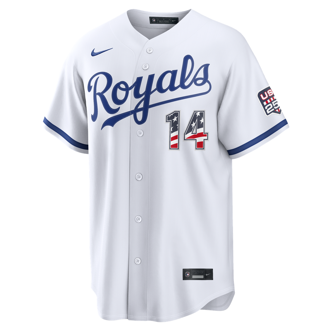 Kansas City Royals Jac Caglianone USA 250 Fourth of July Home Stadium Jersey (White)