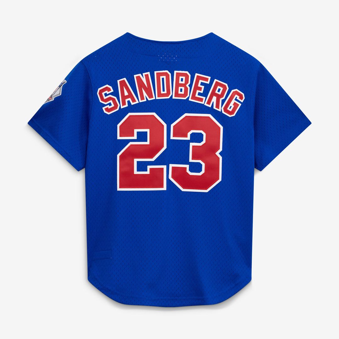 Chicago Cubs Ryne Sandberg Cooperstown 1997 Mesh Batting Practice Button-Up Jersey (Royal)