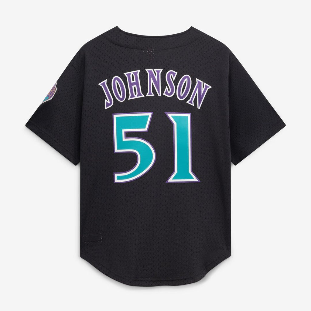 Arizona Diamondbacks Randy Johnson Cooperstown Mesh Batting Practice Button-Up Jersey (Black)
