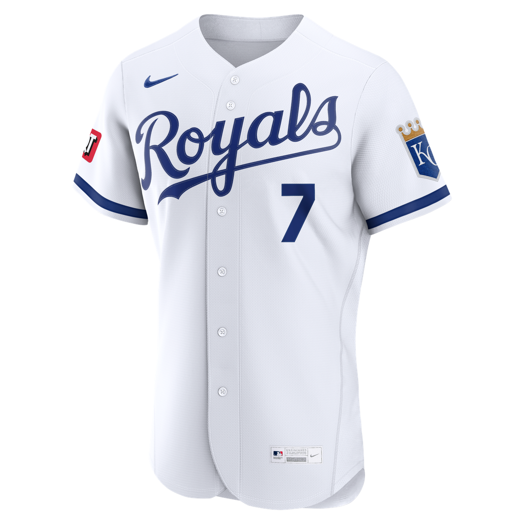 Kansas City Royals Bobby Witt Jr. Home Authentic Sponsor Patch Jersey (White)