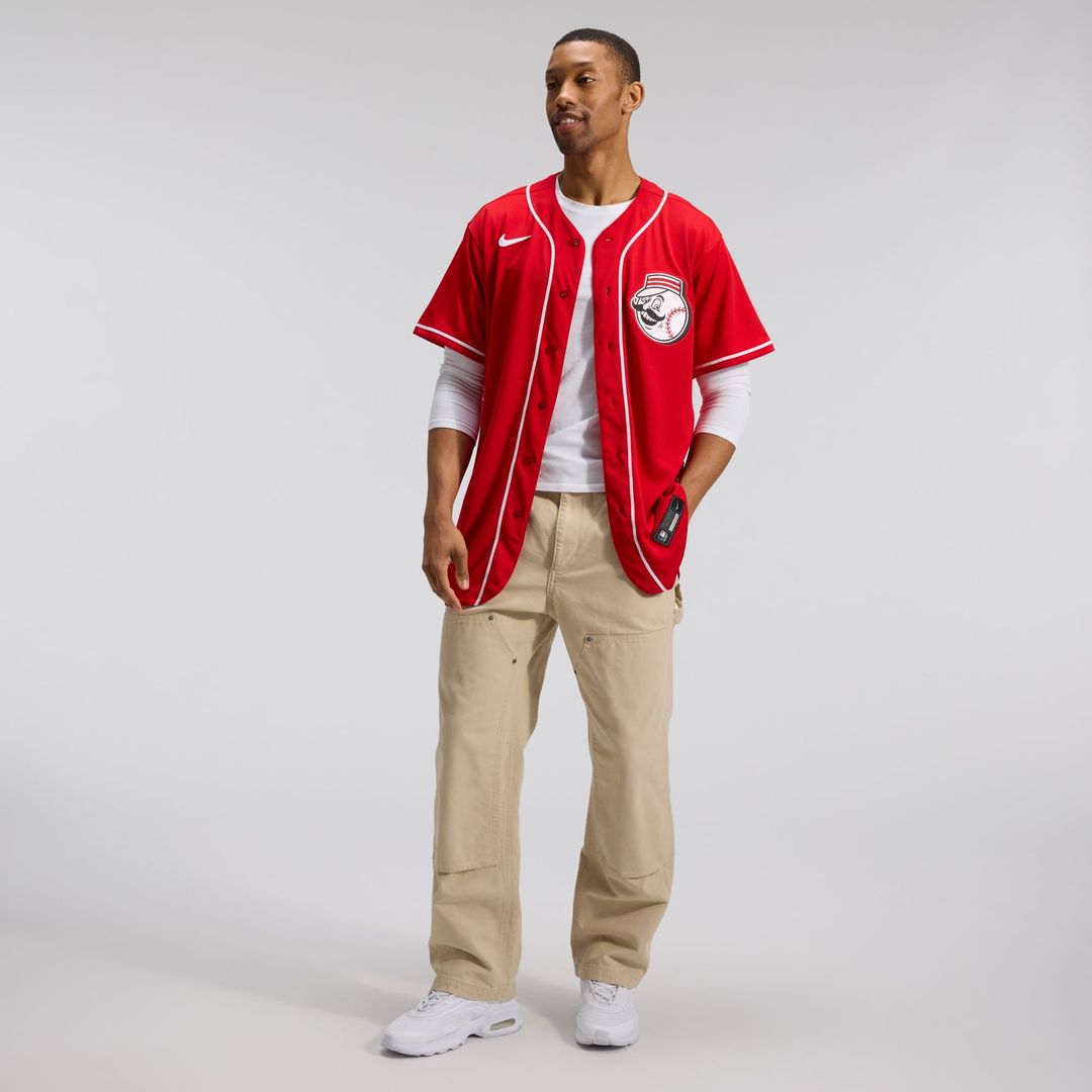 Cincinnati Reds Alternate Authentic Team Logo Jersey (Scarlet)