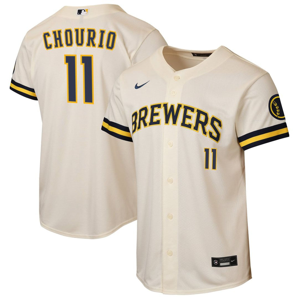 Milwaukee Brewers Jackson Chourio Youth Home Stadium Jersey (Cream)