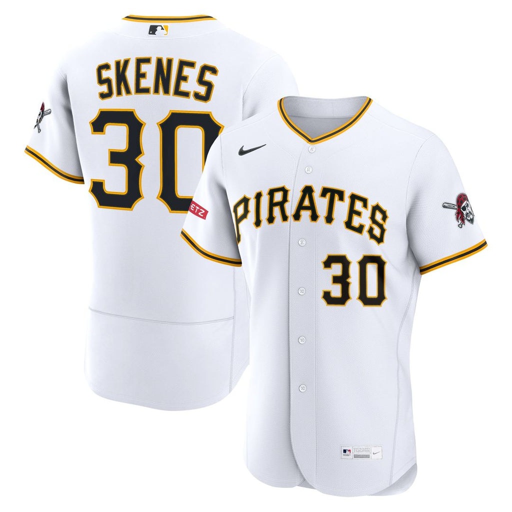 Pittsburgh Pirates Paul Skenes Home Authentic Sponsor Patch Jersey (White)