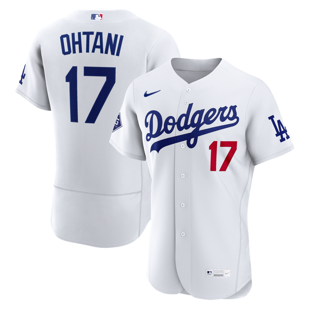 Los Angeles Dodgers Shohei Ohtani Home Authentic Sponsor Patch Jersey (White)