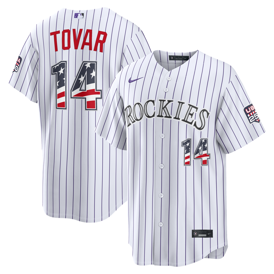 Colorado Rockies Ezequiel Tovar USA 250 Fourth of July Home Stadium Jersey (White)