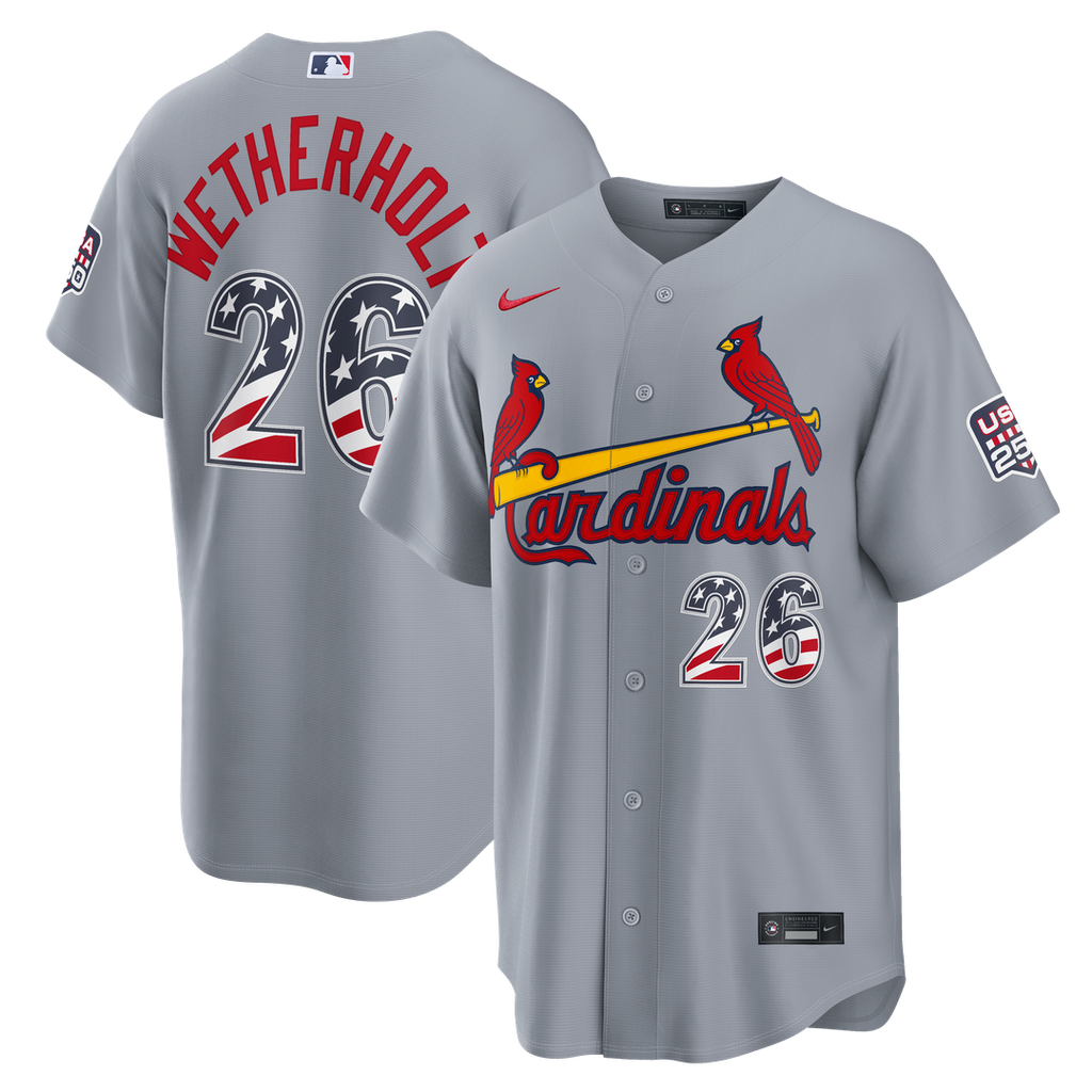 St. Louis Cardinals JJ Wetherholt USA 250 Fourth of July Road Stadium Jersey (Gray)