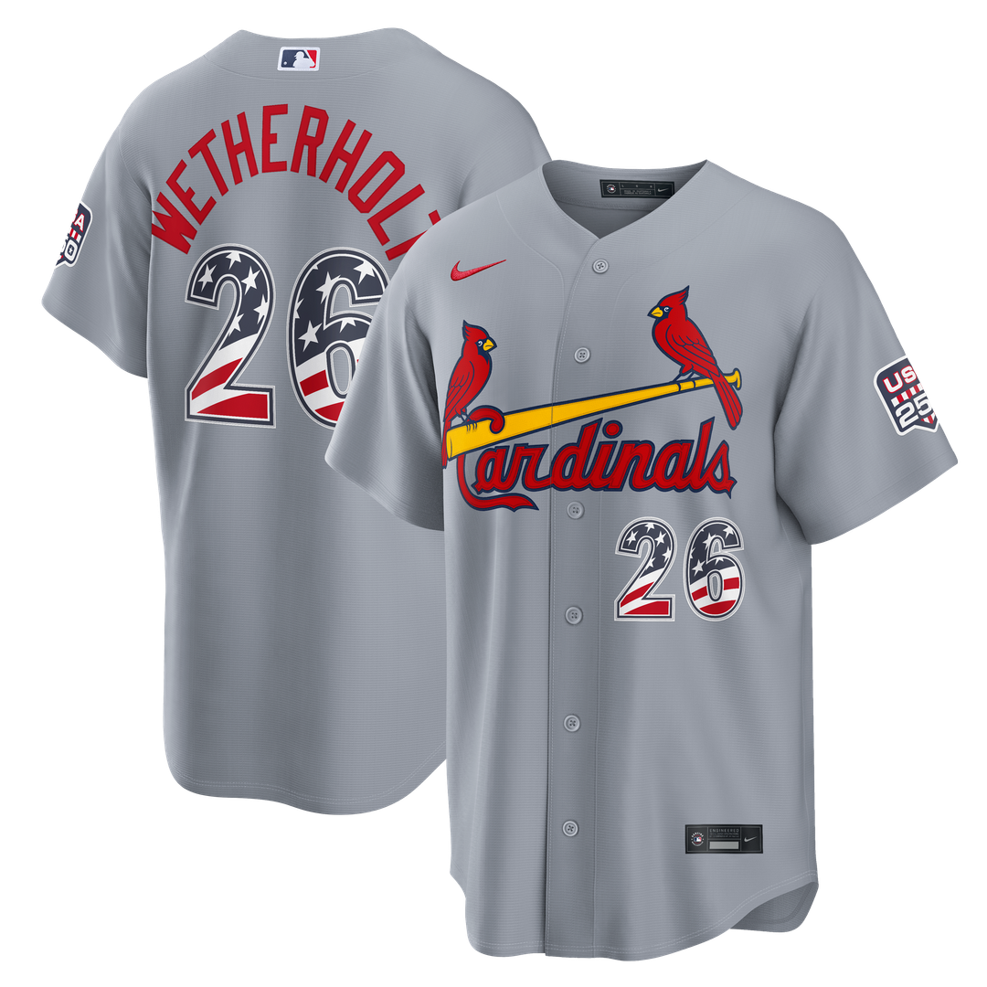 St. Louis Cardinals JJ Wetherholt USA 250 Fourth of July Road Stadium Jersey (Gray)