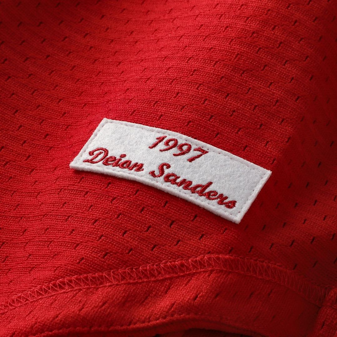 Cincinnati Reds Deion Sanders Cooperstown Mesh Batting Practice Button-Up Jersey (Red)