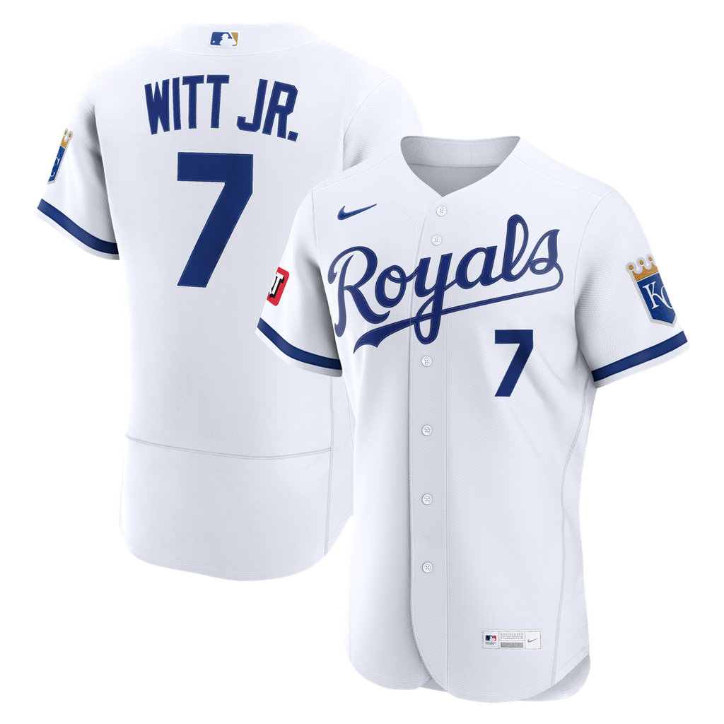 Kansas City Royals Bobby Witt Jr. Home Authentic Sponsor Patch Jersey (White)