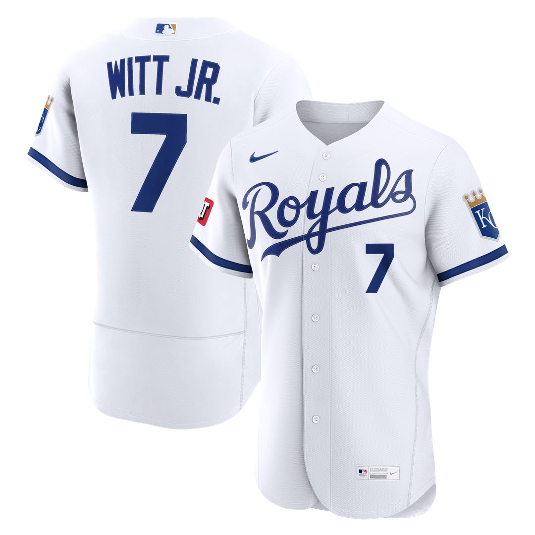 Kansas City Royals Bobby Witt Jr. Home Authentic Sponsor Patch Jersey (White)