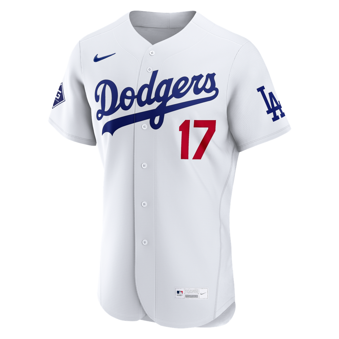 Los Angeles Dodgers Shohei Ohtani Home Authentic Sponsor Patch Jersey (White)