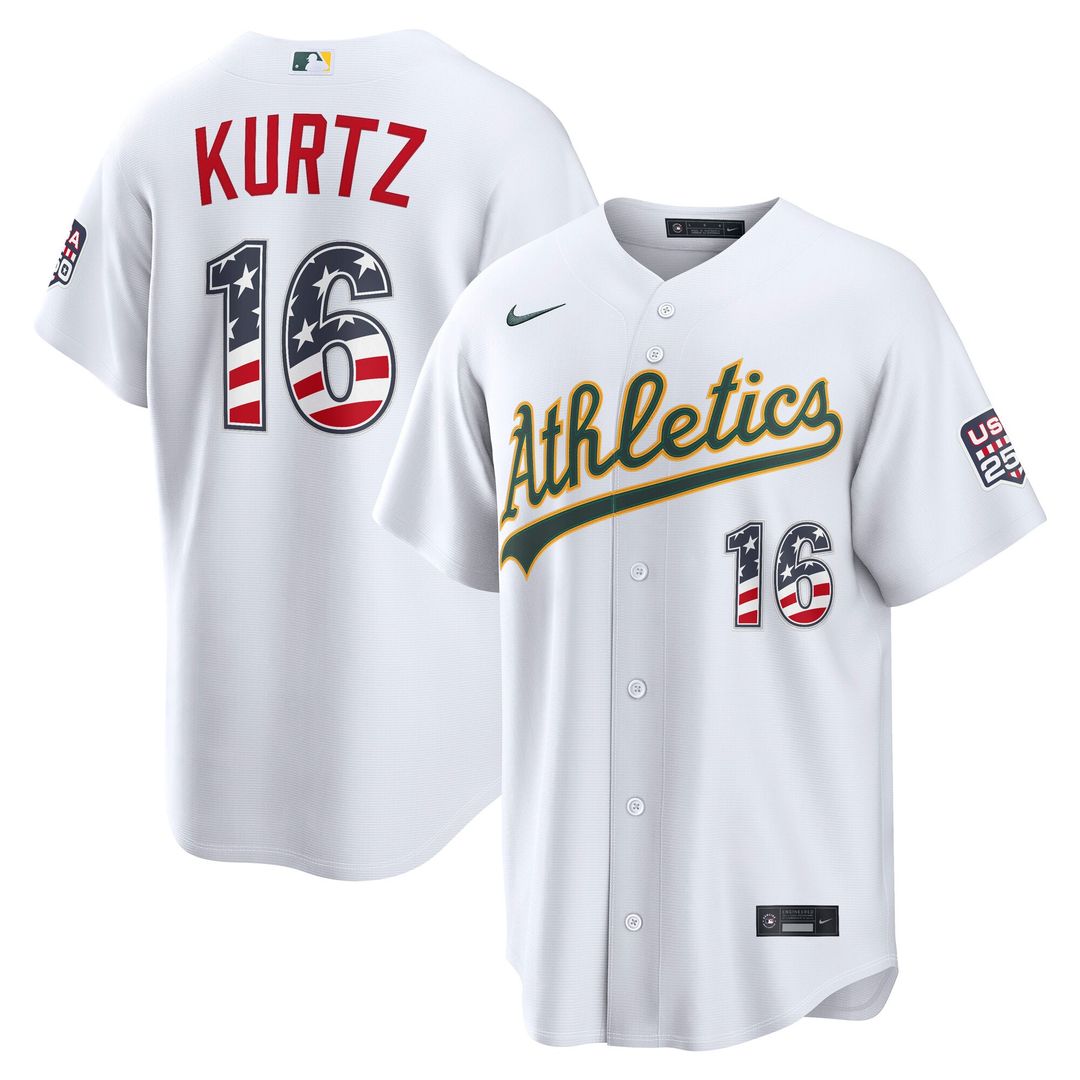 Athletics Nick Kurtz USA 250 Fourth of July Home Stadium Jersey (White)
