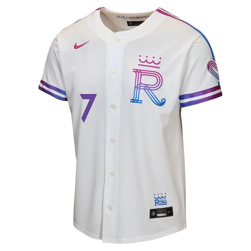 Kansas City Royals Bobby Witt Jr. Youth 2026 City Connect Stadium Jersey (White)