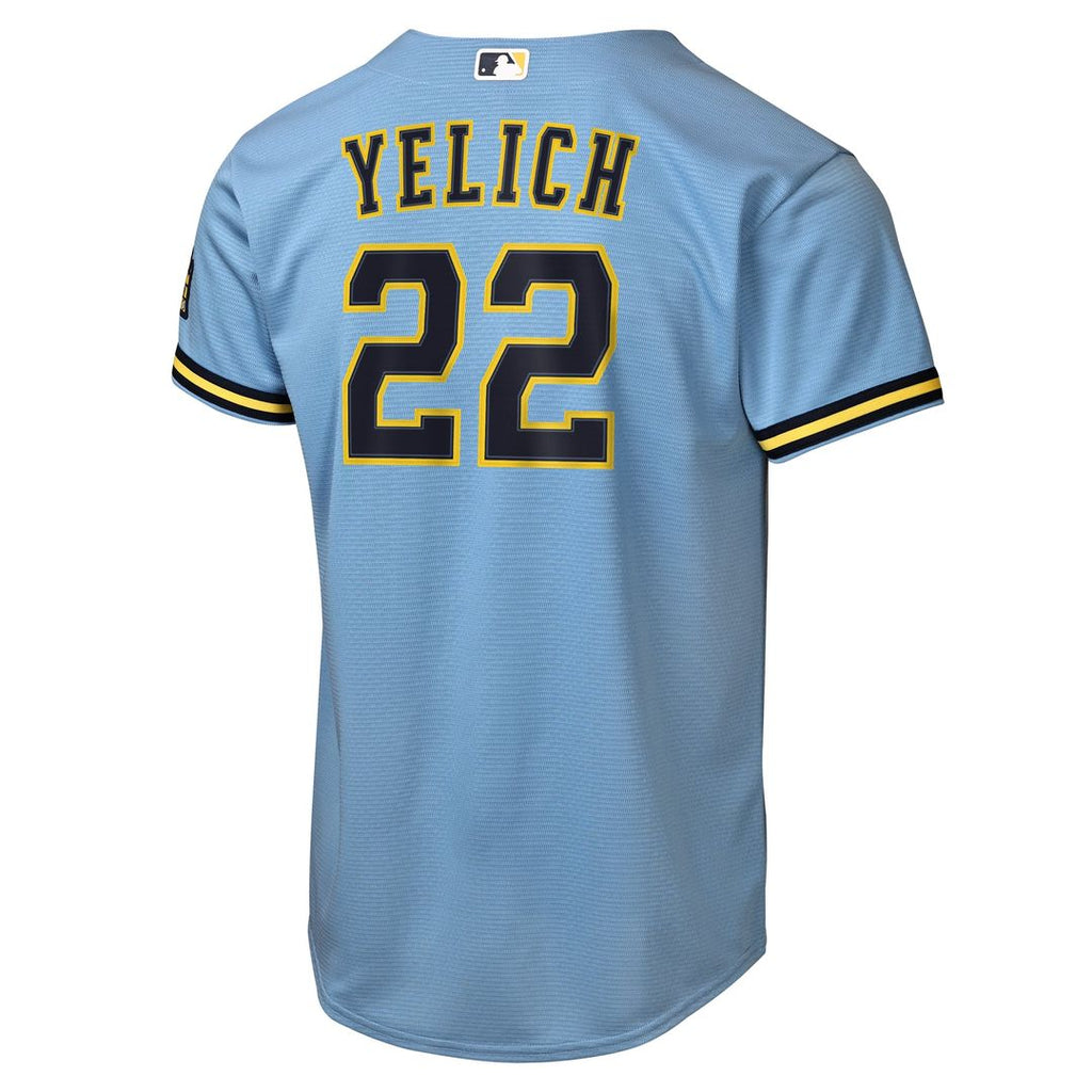Milwaukee Brewers Christian Yelich Youth Road Stadium Jersey (Powder Blue)