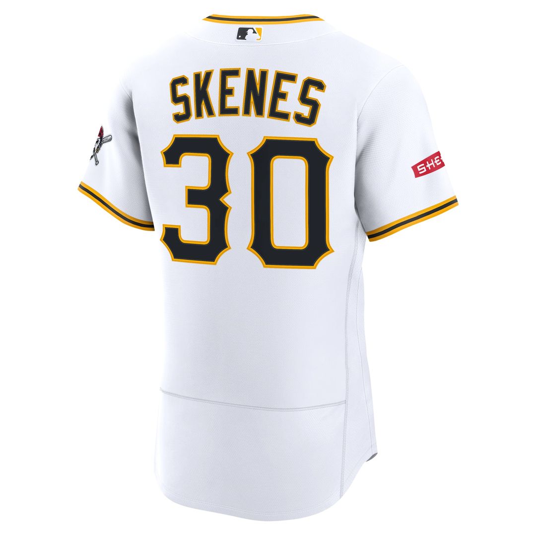 Pittsburgh Pirates Paul Skenes Home Authentic Sponsor Patch Jersey (White)