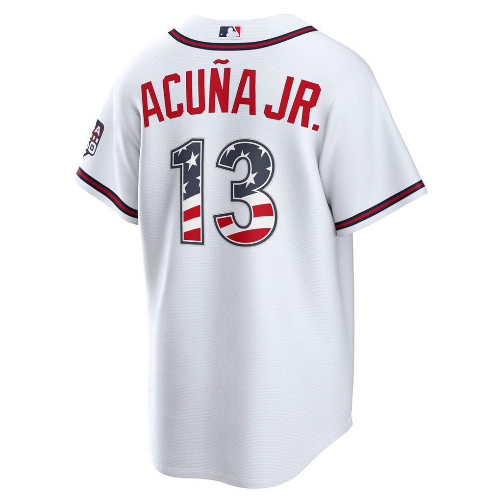 Atlanta Braves Ronald Acuña Jr. USA 250 Fourth of July Home Stadium Jersey (White)