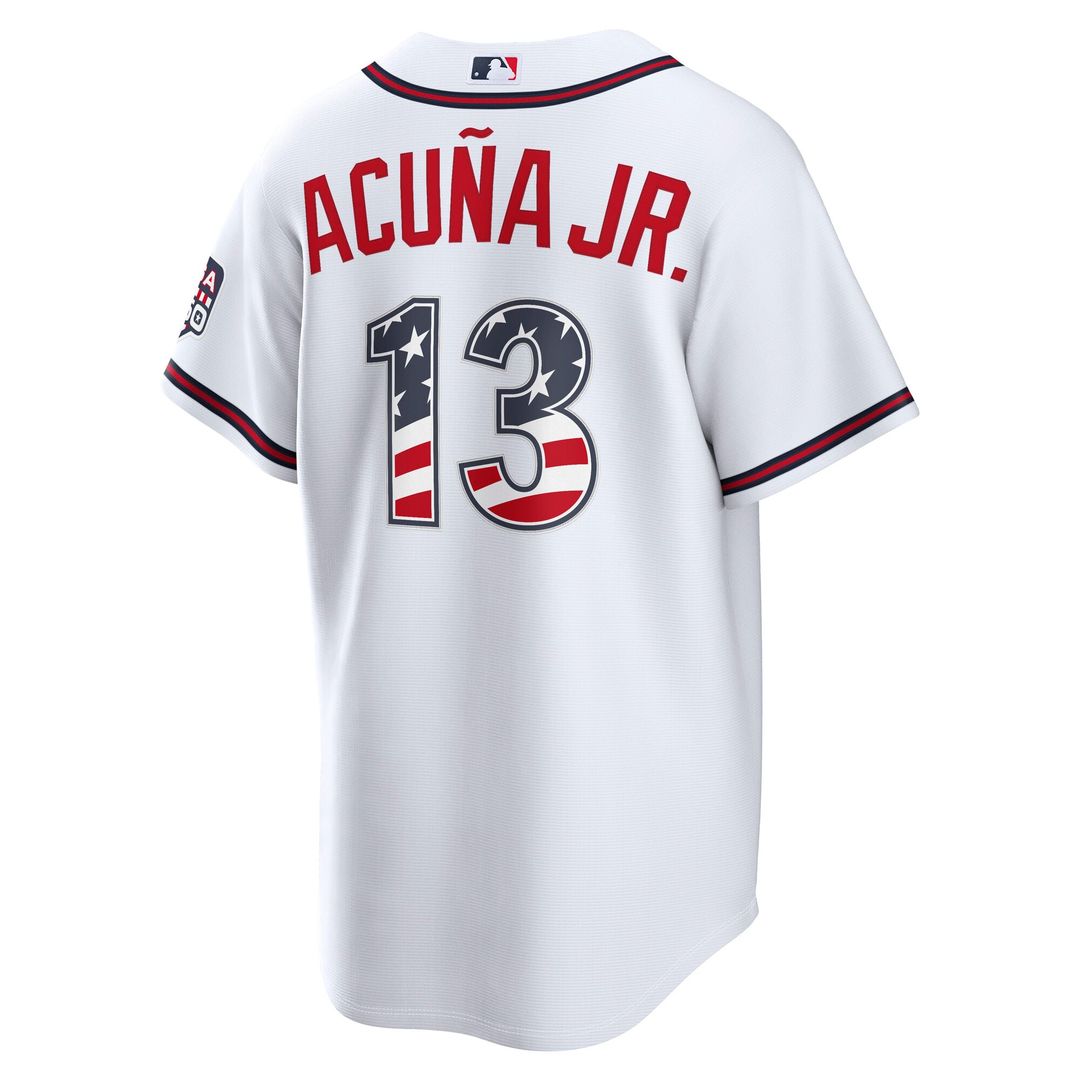 Atlanta Braves Ronald Acuña Jr. USA 250 Fourth of July Home Stadium Jersey (White)