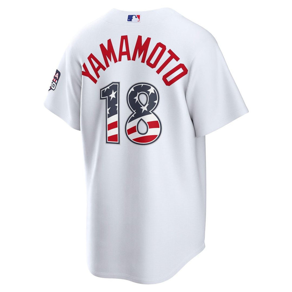 Los Angeles Dodgers Yoshinobu Yamamoto USA 250 Fourth of July Home Stadium Jersey (White)